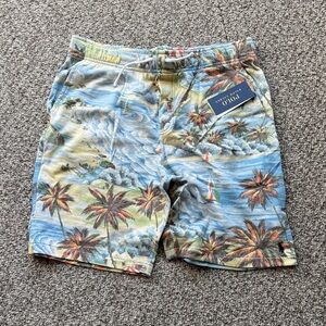 Polo by Ralph Lauren Tropical Palm Print Kids Shorts - Blue, Green, Red